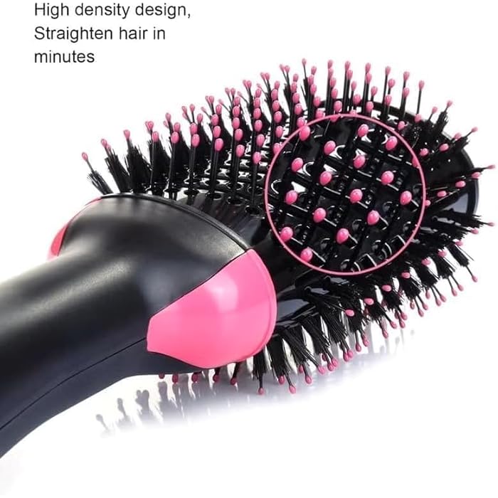 فرشاة تجفيف الشعر بتقنية الأيونات السوداء، بقوة 1000 واط، تصميم بيضاوي واسع 19 سم، بثلاث إعدادات للحرارة، وتدفق هواء 360° لتجفيف وتصفيف سريع، مع تقنية أيونية مضادة للهيشان. - Image 4